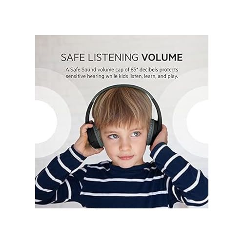 벨킨 Belkin SoundForm Mini - Wireless Bluetooth Headphones for Kids with 30H Battery Life, 85dB Safe Volume Limit, Built-in Microphone - Kids On-Ear Earphones for iPhone, iPad, Fire Tablet & More - Black