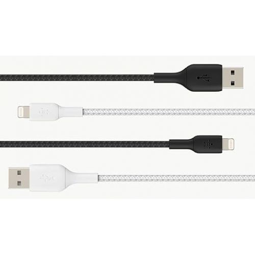 벨킨 Belkin BoostCharge Braided Lightning Cable - 3.3ft/1M - MFi Certified Apple iPhone Charger USB to Lightning Cable - iPhone Cable - iPhone Charger Cord - Apple Phone Charger - Black