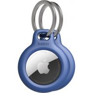 Belkin Apple AirTag Secure Holder with Key Ring, Durable Scratch Resistant Case With Open Face & Raised Edges, Protective AirTag Keychain Accessory for Pets, Luggage, Backpacks & More - 2-Pack Blue