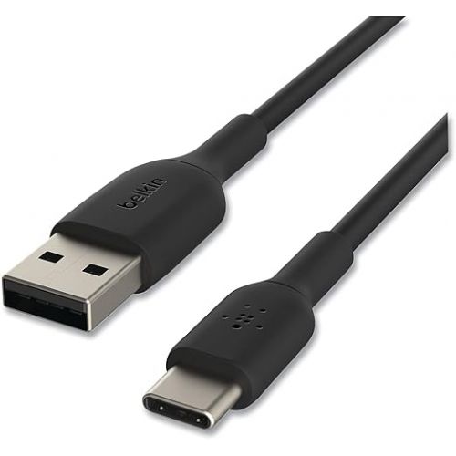 벨킨 Belkin BoostCharge USB-C Cable (1M/3.3ft), USB-C to USB-A Cable, USB Type-C Cable for iPhone 15 Series, Samsung Galaxy S24, S24+, Note20, Pixel 8, Pixel 7, iPad Pro, Nintendo Switch, and More - Black