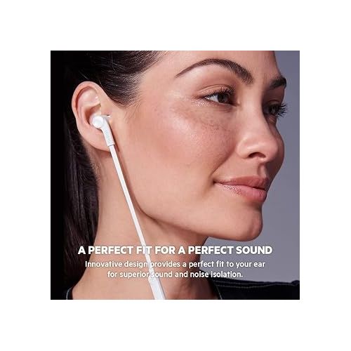 벨킨 Belkin SoundForm Headphones - Wired In-Ear Earphones With Microphone- iPhone Headphones - Apple Headphones - Apple Wired Earbuds For iPhone, iPads & All Products With Lightning Connector (White)