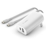 Belkin USB C Wall Charger 32W C to C Cable Included PD with 20W USB C & 12W USB A Ports for USB-C Power Delivery