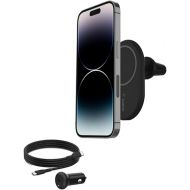 Belkin Magnetic Wireless Car Charger Mount for iPhone 14, 13, 12 - MagSafe Compatible Car Charger with Vent Clip