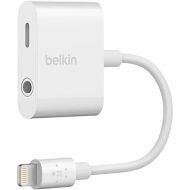 Belkin RockStar Lightning Audio Cable and Charger for iPhone 14, 13, 12, 11, 10 - White