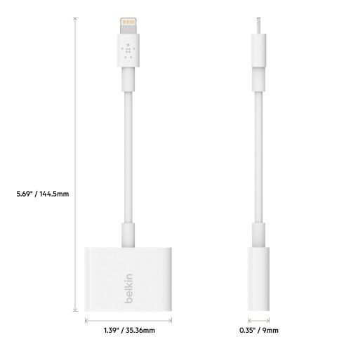 벨킨 Belkin Lightning Audio + Charge Rockstar, iPhone Lightning Audio Adapter, iPhone Charging Adapter for iPhone 11, 11 Pro, 11 Pro Max, XS, XS Max, XR, X, 8, 8 Plus