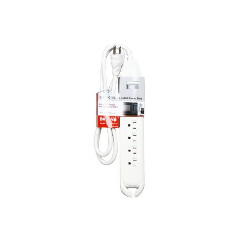벨킨 Belkin 6-Outlet Power Strip with 4-Foot Power Cord (White) (F9D160-04)