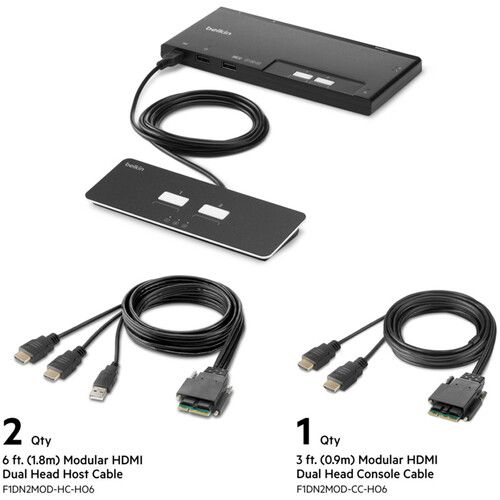 벨킨 Belkin Secure 2-Port, Dual HDMI Monitor KVM Switch with Remote