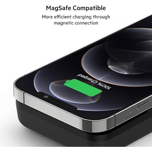 벨킨 Belkin BoostCharge Magnetic 10K mAh Power Bank - Magnetic USB-C 7.5W Fast Wireless Charger, MagSafe Compatible Battery Pack - Portable Charger for iPhone 15, iPhone 14, iPhone 13 Series, & More