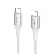 Belkin BoostCharge USB-C to USB-C Power Cable (2M, 6.6ft), Fast Charging Cable with 240W Power Delivery, USB-IF Certified, Compatible with MacBook Pro, Chromebook, Samsung Galaxy, iPad, & More - White
