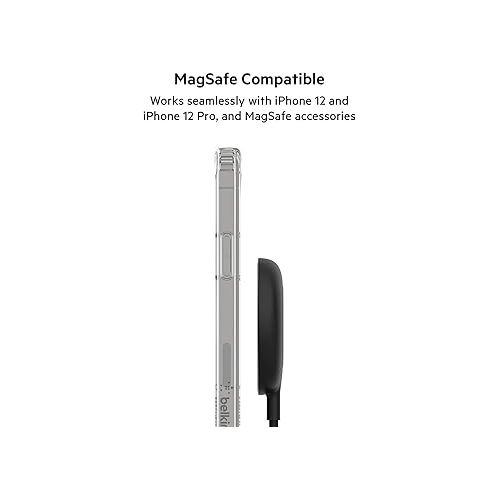 벨킨 Belkin iPhone 12 Case & iPhone 12 Pro Case with MagSafe - Clear iPhone Case for MagSafe Charger Stand, MagSafe Wallet, MagSafe Stand - MagSafe Case - Clear iPhone 12 Phone Case