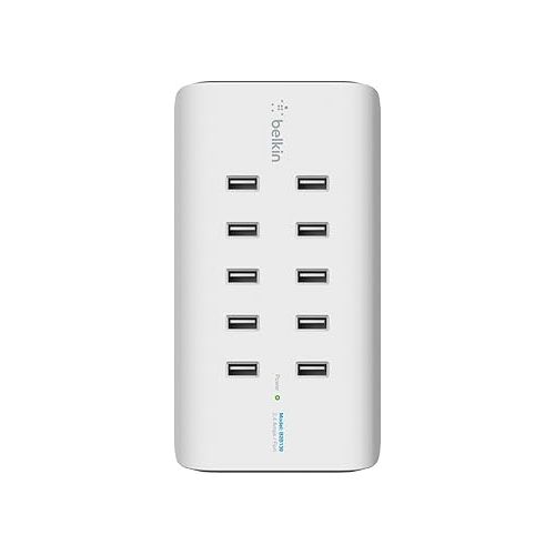 벨킨 Belkin Rockstar 10 Port Usb Charging Station Power Strip - Experience Fast Charging With Power Supply Of 2.4amp/Port - Space Saver Usb Multiport Charger Designed For Desktop & Bedroom Organization