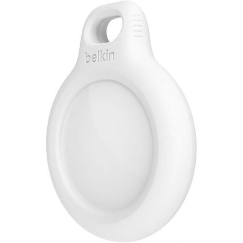 벨킨 Belkin Apple Airtag Secure Holder With Strap - Apple Air Tag Keychain - Airtag Holder With Strap For Key Ring - Airtag Keychain Accessories - Scratch Resistant Airtag Case With Raised Edges - White