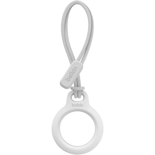 벨킨 Belkin Apple Airtag Secure Holder With Strap - Apple Air Tag Keychain - Airtag Holder With Strap For Key Ring - Airtag Keychain Accessories - Scratch Resistant Airtag Case With Raised Edges - White