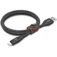 Belkin DuraTek Plus USB Lightning Cable - USB-A Cable with Leather Strap - Ultra-Strong Charging Cable With Flexible Insulation - Compatible with iPhone, iPad, Airpods and More - 4ft/1.2m (Black)