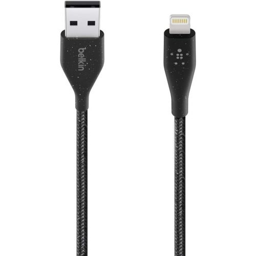벨킨 Belkin DuraTek Plus USB Lightning Cable - USB-A Cable with Leather Strap - Ultra-Strong Charging Cable With Flexible Insulation - Compatible with iPhone, iPad, Airpods and More - 4ft/1.2m (Black)