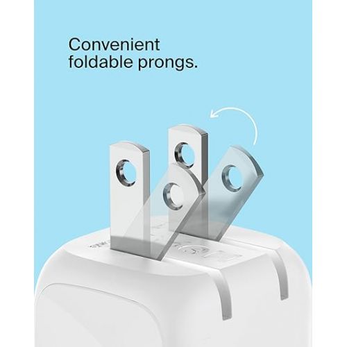 벨킨 Belkin BoostCharge 20W Cubic Wall Charger, USB-C Power Delivery Fast Charging for Apple iPhone 15, 15 Plus, 15 Pro, 15 Pro Max, 14, 14 Pro, 14 Pro Max, Samsung Galaxy S24, iPad, AirPods & More - White