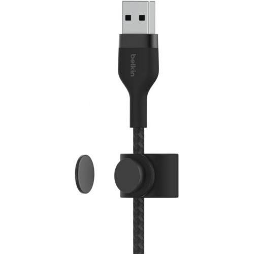 벨킨 Belkin BoostCharge Pro Flex Braided USB Type A to Lightning Cable (2M/6.6FT), MFi Certified Charging Cable for iPhone 14, 13, 12, 11, Pro, Max, Mini, SE, iPad - Black