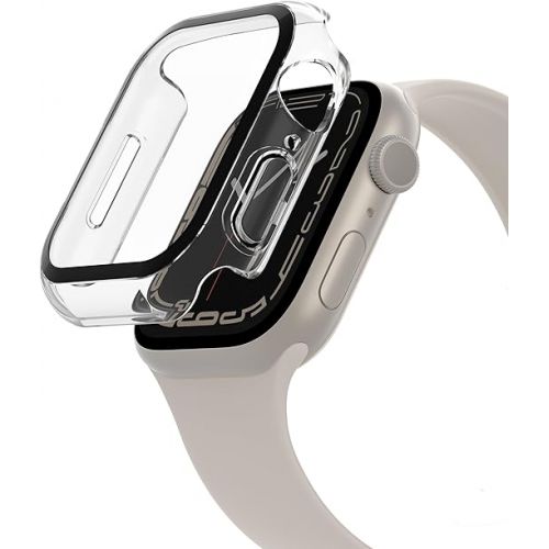 벨킨 Belkin ScreenForce Apple Watch Case - Bumper Case & Tempered Glass Screen Protector for 40mm & 41mm Apple Watch Series 9, 8, 7, 6, 5, 4, & Apple Watch SE - Apple Watch Accessories - Apple Case - Clear