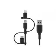 Belkin 3-in-1 Universal USB-A Cable - USB-C Cable, Lightning Cable, Micro-USB - Charging Cord Boost Charge Charger Designed for Apple iPhones & iPads, Galaxy, Tablet, Smartphone - Black 3.3 feet