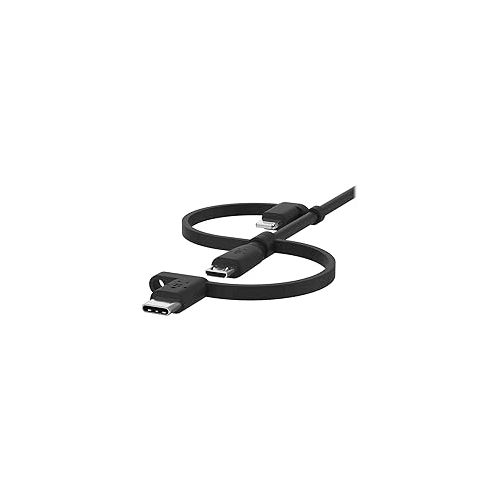 벨킨 Belkin 3-in-1 Universal USB-A Cable - USB-C Cable, Lightning Cable, Micro-USB - Charging Cord Boost Charge Charger Designed for Apple iPhones & iPads, Galaxy, Tablet, Smartphone - Black 3.3 feet