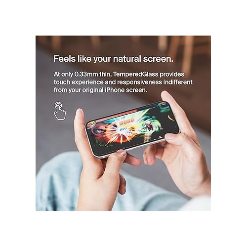 벨킨 Belkin ScreenForce TemperedGlass Treated Privacy Screen Protector for iPhone 15 and 14 Pro - Slim & Scratch-Resistant - Includes Easy Align Tray for Bubble Free Application