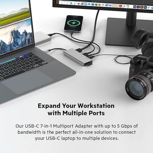 벨킨 Belkin USB-C Hub, 7-in-1 MultiPort Docking Station for MacBook & Windows - 85W USB-C Power Delivery 3.0, 4K HDMI 1.4, 2x USB-A 3.0, SD 3.0, Micro SD 3.0, & 3.5mm Audio Jack