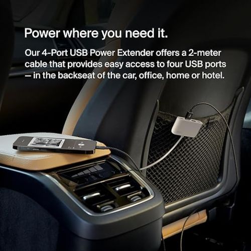 벨킨 Belkin BoostCharge?4-Port USB Power Extender for Apple iPhone, iPad, Samsung Galaxy - Compatible w/USB-C & USB-A Connections - White