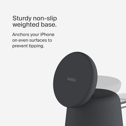 벨킨 Belkin 2-in-1 MagSafe Wireless Charging Dock 15W Fast Charge iPhone Charger Compatible with iPhone 15, 14, 13, and 12 Series, AirPods, and Other MagSafe Enabled Devices, Includes Power Supply - Black