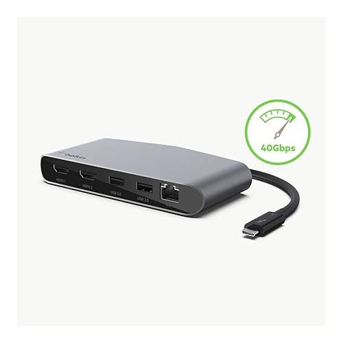 벨킨 Belkin Thunderbolt 3 Dock Mini HD With Cable - Usb C Hub - Usb C Docking Station For Macos & Windows, Dual 4K @60hz, 40Gbps Transfer Speed, With Ethernet Port, BLACK