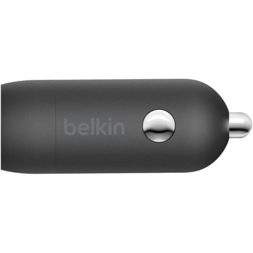 벨킨 Belkin 20 Watt USB C Car Charger with Fast Charging for Apple iPhone 14, 13, iPad Pro, Samsung Galaxy S22 Ultra & More (Cable Not Included) - Black