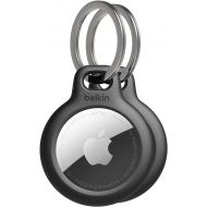 Belkin Apple AirTag Secure Holder with Key Ring - Durable Scratch Resistant Case With Open Face & Raised Edges - Protective AirTag Keychain Accessory For Keys, Pets, Luggage, Backpacks -2 Count Black