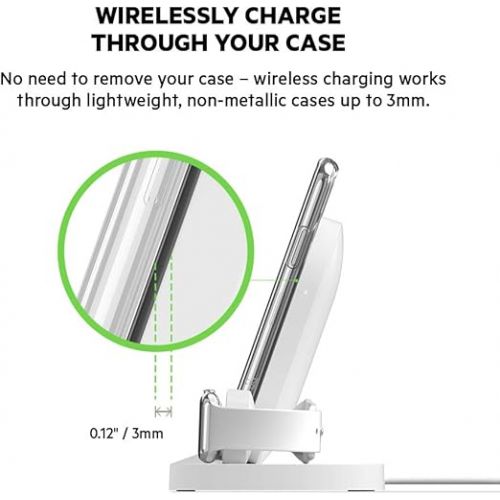 벨킨 Belkin 3-In-1 Wireless Charging Station - Fast Wireless Charging For Apple Iphone 14, Iphone 13 & Iphone 12 Series & Apple Watch (All Series) - With Additional USB A Port For Multiple Devices (White)