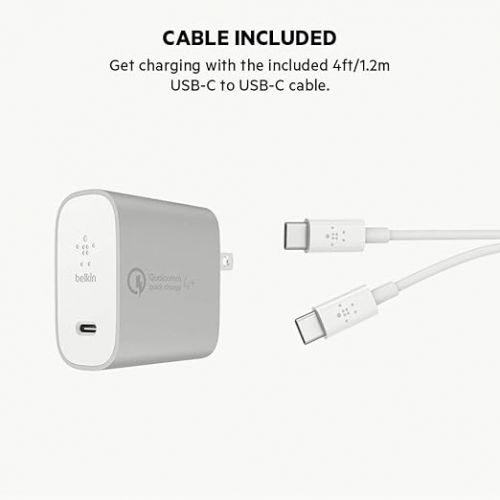 벨킨 Belkin Boost Charge 27W Quick Charge 4+ Home Charger with 4ft/1.2m USB-C to USB-C Cable (Quick Charge 4+ Charger)