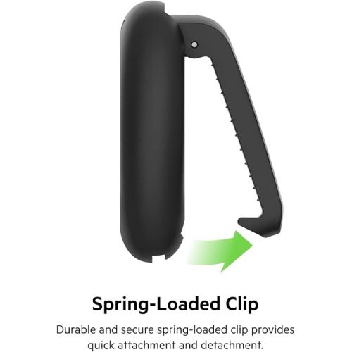 벨킨 Belkin Apple AirTag Secure Holder with Clip - Durable Scratch Resistant Case Air Tag Spring Loaded Attach to Backpack, Clothing, and Luggage Black