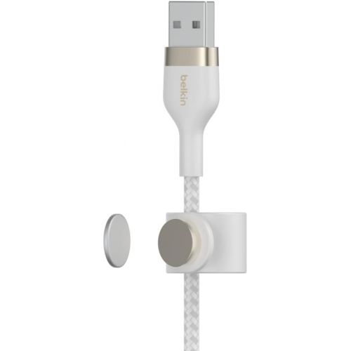 벨킨 Belkin BoostCharge Pro Flex Braided USB Type A to Lightning Cable (1M/3.3FT), MFi Certified Charging Cable for iPhone 14, 13, 12, 11, Pro, Max, Mini, SE, iPad - White