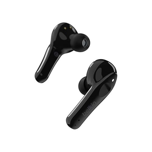 벨킨 Belkin SOUNDFORM Move Plus, Bluetooth Headphones with Microphone, Wireless Portable Ear Buds with Wireless Charging Case, Earbuds for iPhone, iPad, Galaxy, and More - Black