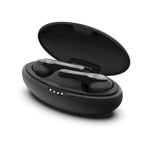 벨킨 Belkin SOUNDFORM Move Plus, Bluetooth Headphones with Microphone, Wireless Portable Ear Buds with Wireless Charging Case, Earbuds for iPhone, iPad, Galaxy, and More - Black