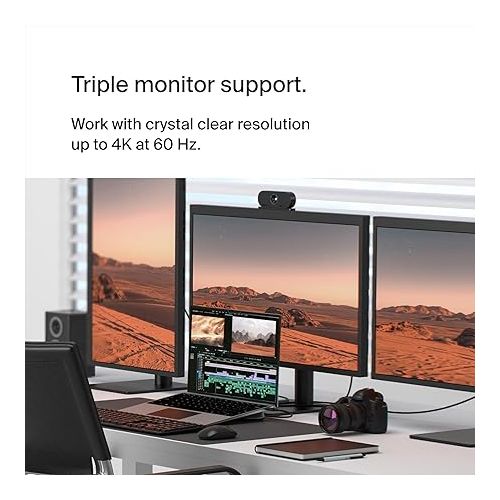 벨킨 Belkin Connect 11-in-1 Universal USB-C Pro Dock w/ 3-Monitor Support, Silicon Motion Technology - Works with Mac, Windows, and Chromebook - 100W PD w/ 10Gbps Transfer Speeds & 2.5Gbps Ethernet - Grey