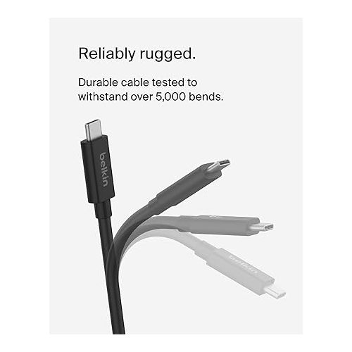 벨킨 Belkin Connect USB4 Cable (6.6ft/2M Power Cable), USB-C to USB-C Cable w/ 240W Power Delivery + 20Gbps - USB4 Compliant Power Cable, Compatible with MacBook, Windows, Chromebook, & More