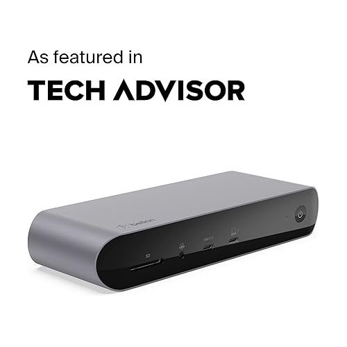 벨킨 Belkin Thunderbolt 4 Docking Station with 90W Power Delivery for MacBook & Windows - 8K/Dual 4K Display, Thunderbolt 4 Cable, HDMI, Ethernet, SD & Audio Ports, Gray