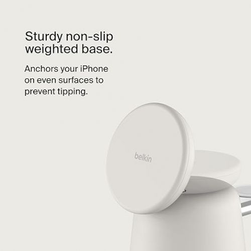 벨킨 Belkin 2-in-1 MagSafe Wireless Charging Dock 15W Fast Charge iPhone Charger Compatible with iPhone 15, 14, 13, and 12 Series, AirPods, and Other MagSafe Enabled Devices, Includes Power Supply - Sand