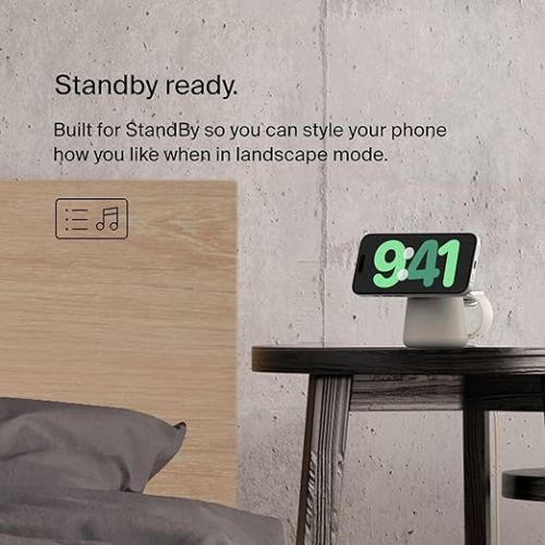 벨킨 Belkin 2-in-1 MagSafe Wireless Charging Dock 15W Fast Charge iPhone Charger Compatible with iPhone 15, 14, 13, and 12 Series, AirPods, and Other MagSafe Enabled Devices, Includes Power Supply - Sand