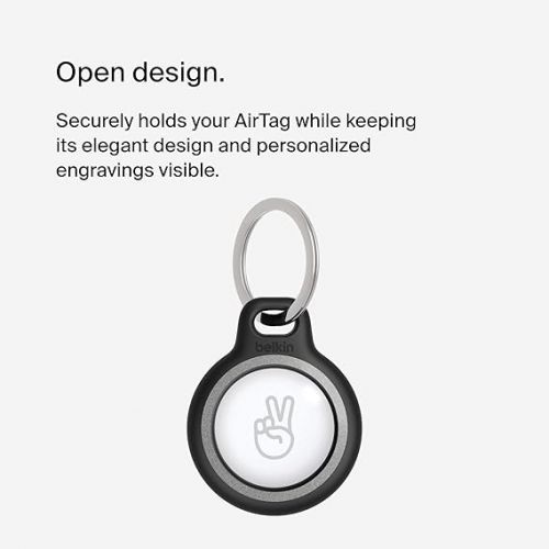 벨킨 Belkin Portable Electronic Device Cover, AirTag Case with Key Ring - Reflective, Secure Holder - 2-Pack Black