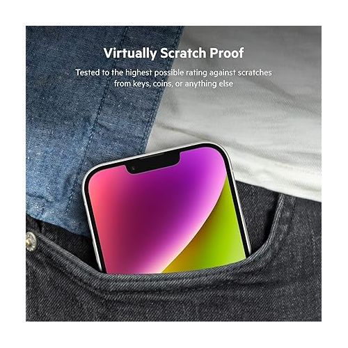 벨킨 Belkin UltraGlass iPhone 14, iPhone 13 Pro Screen Protector - Easy Application with Installation Guide Tray - Crystal Clear Tempered Glass Screen Protector with AntiMicrobial-Treated Display