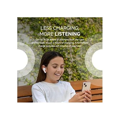 벨킨 Belkin Soundform Nano - Bluetooth Earbuds for Kids with Built-in Microphone, 24H Battery Life, 85dB Safe Volume Limit - Kids Bluetooth Earbuds for iPhone, iPad, Galaxy & More - White