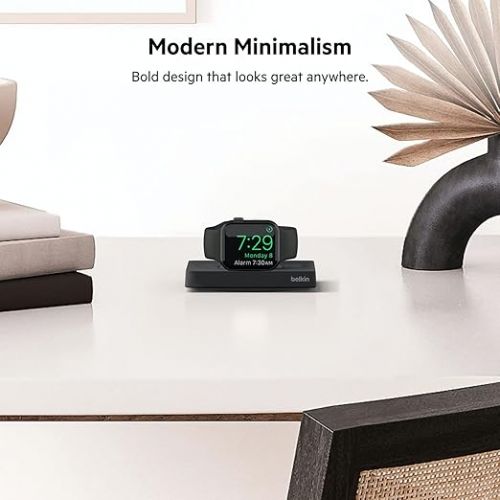 벨킨 Belkin Apple Watch Charger - Fast Wireless Charging Pad - Travel Charger with Nightstand Mode W/USB-C Cable Included for Apple Watch (Compatible with All Models) - Black