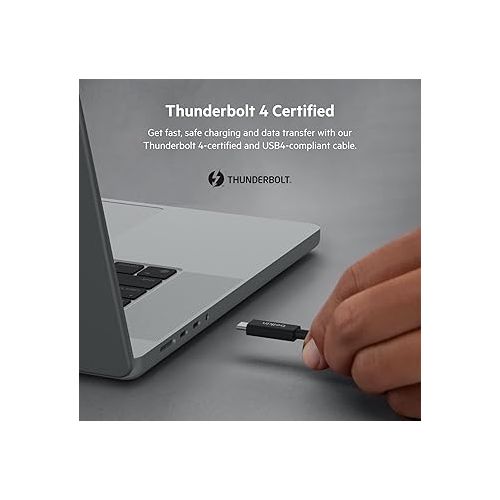 벨킨 Belkin Thunderbolt 4 Cable (2M, 6.6ft Power Cable), USB-C to USB-C Cable w/ 100W Power Delivery, USB 4 Compliant, Compatible with Thunderbolt 3, MacBook Pro, eCPU, & More - Intel Thunderbolt Certified