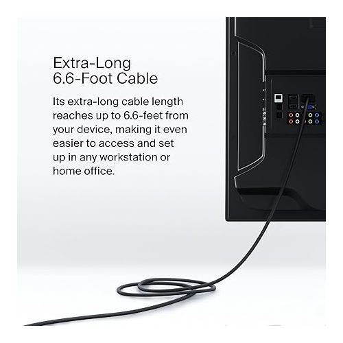 벨킨 Belkin USB Type C to DisplayPort 1.4 Cable 6.6ft/2m, 32.4Gbps, 8K@60Hz or 4K@144HZ, with HBR3, DSC, HDCP 2.2, DP Alt Mode, Backwards Compatible, Works with Windows, MacOS, iPadOS, Android, and More