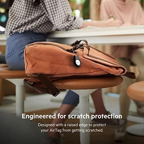 벨킨 Belkin Apple AirTag Secure Holder with Wire Cable - Durable, Scratch-Resistant AirTag Case w/ Allen Key Locking System, Protective AirTag Keychain Accessory for Keys, Luggage, Pets, & More - Black