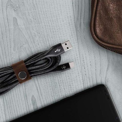 벨킨 Belkin DuraTek Plus USB-C to USB-A Cable with Strap (Ultra-Strong USB to USB-C Cable/USB Type-C), Black, 6'/1.8m